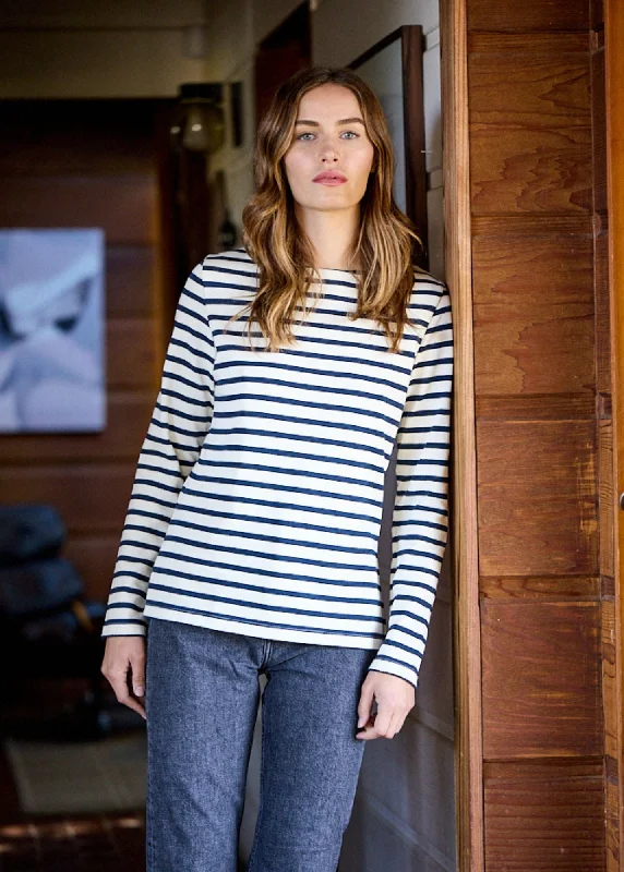 Special Occasion Wear MERIDAME II - Authentic Breton Shirt | Heavyweight Cotton | Women Fit (ECRU / NAVY)