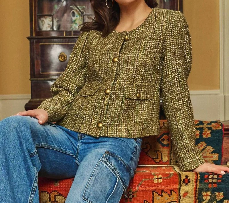 Trend Setting Wardrobe Tweed Blazer In Green