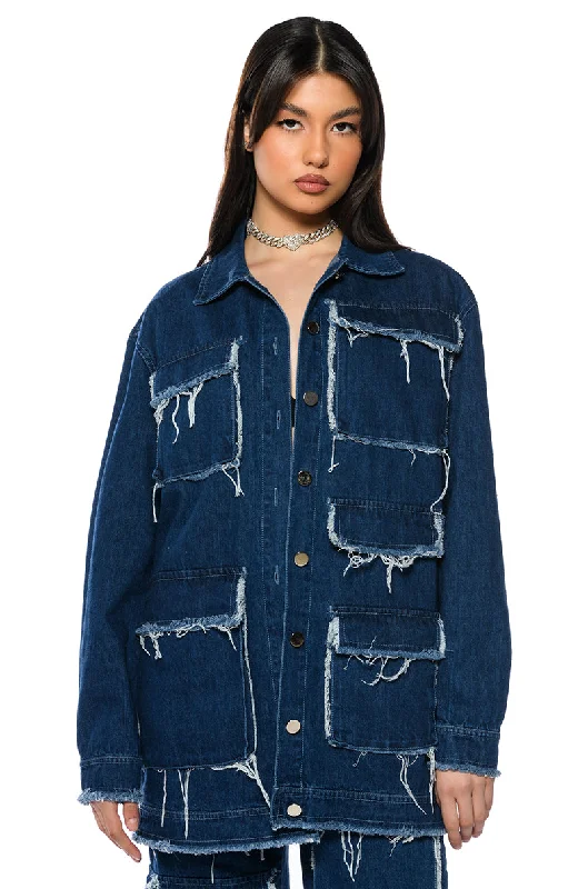 Catch Every Fashion Trend MILA DENIM POCKET DETAIL BUTTONDOWN