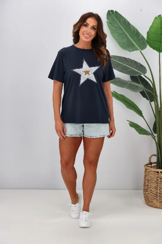 Chic Casual Style Elm Starburst Tee Navy