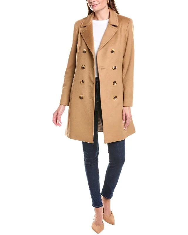 Embrace New Fashion sofiacashmere Modern Wool & Cashmere-Blend Trench Coat