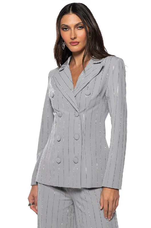 Trend Forward Threads For Her BE ABOUT IT PINSTRIPE BLAZER