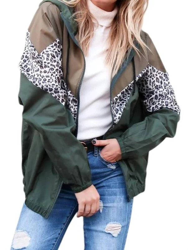 Trendy And Individual Women's Fashion A Glimpse In The Past Windbreaker Jacket In Forest Green