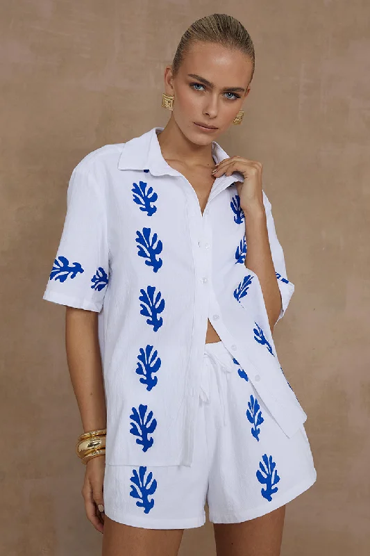 Hot Trends AMALIA SHIRT - WHITE/BLUE