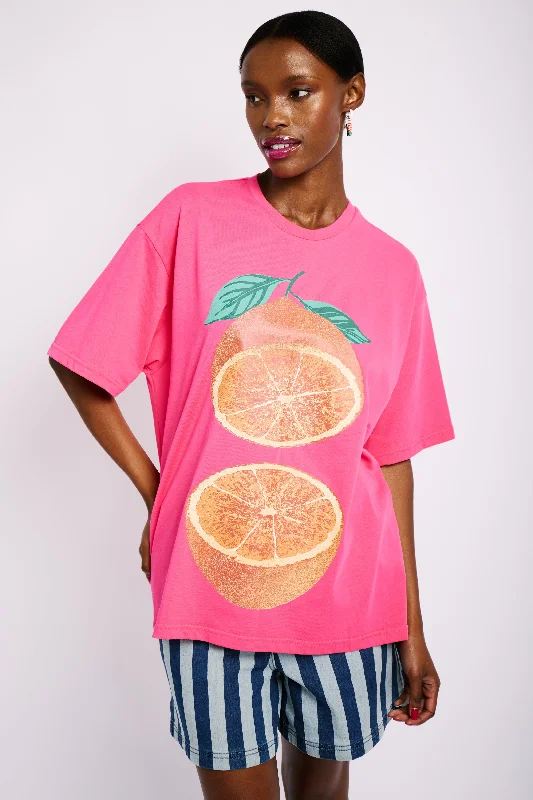 Elevate Your Wardrobe Oversized Cotton Tee with Grapefruit Print