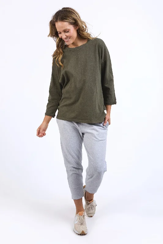 Chic And Edgy Elm Annie 3/4 Sleeve Tee Basil