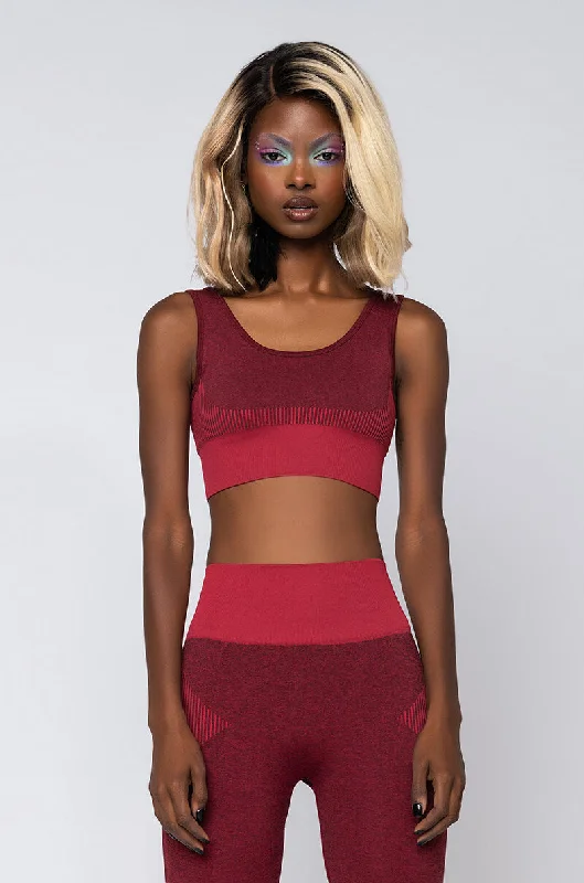 Modern Women’s Fashion with Vintage Touches WHO DIS SPORTY BRA RED MULTI