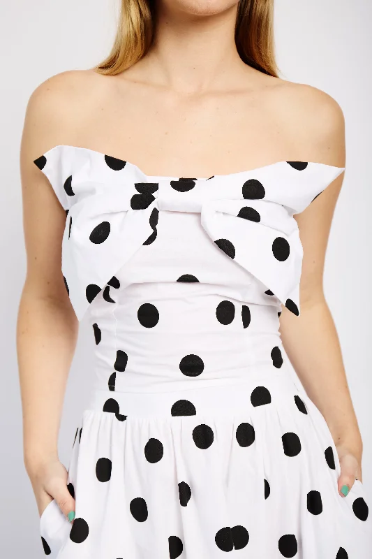 Exclusive Sale Cotton Bustier Bow Top in Spot