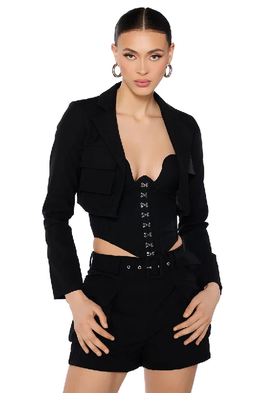 Exclusive Discount BETTER LUCK CROP BLAZER IN BLACK