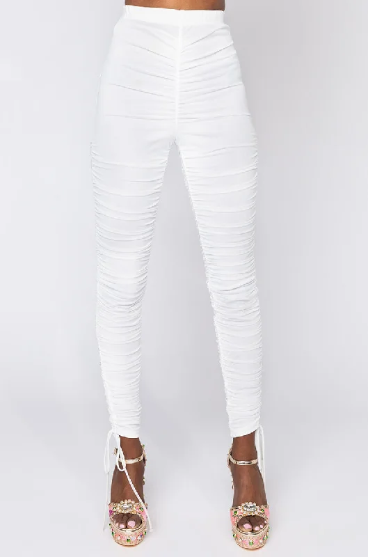 Minimalist Women’s Fashion Clothing I WIN AGAIN STACKED LEGGINGS WHITE