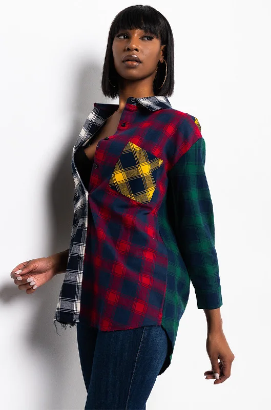 Quick Grab Deals MARIANNA MULTI COLORED PLAID SHIRT