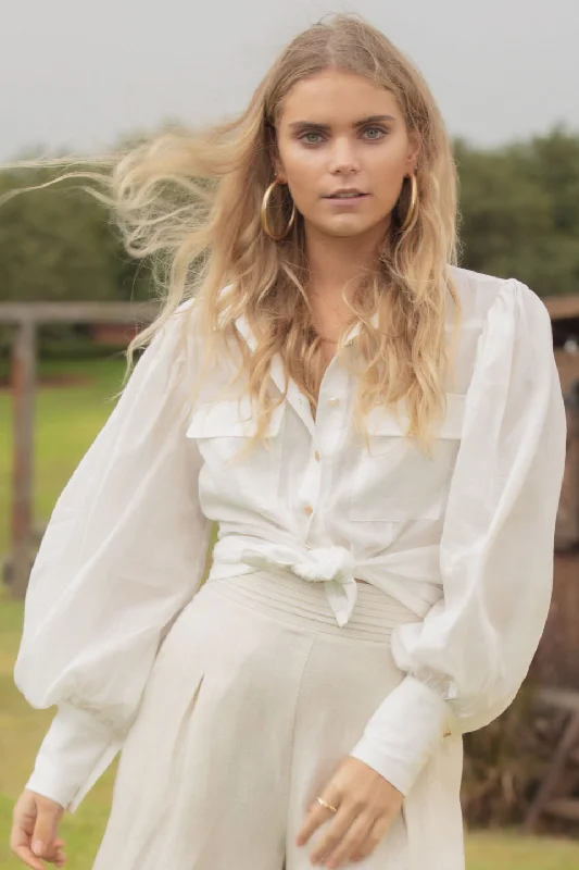 Style Beyond Borders Highland Ivory Puff Sleeve Blouse