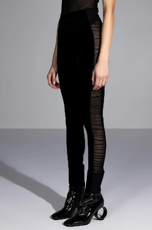 End Of Season Sale Clothing WRITTEN IN THE STARS VELVET WITH MESH DETAIL LEGGINGS