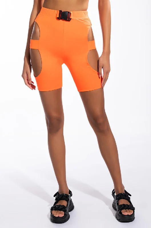 Limited Time Offer ON YOUR MARKS BUCKLE DETAIL BIKER SHORT