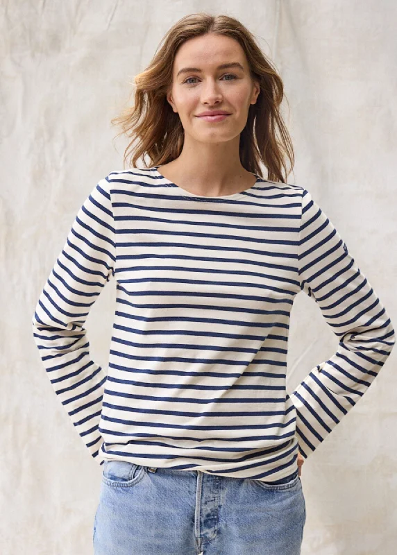 Chic Style, Always In Vogue MINQUIERS MODERN - Authentic Breton Stripe Shirt | Soft Cotton | Men Fit (ECRU / NAVY)