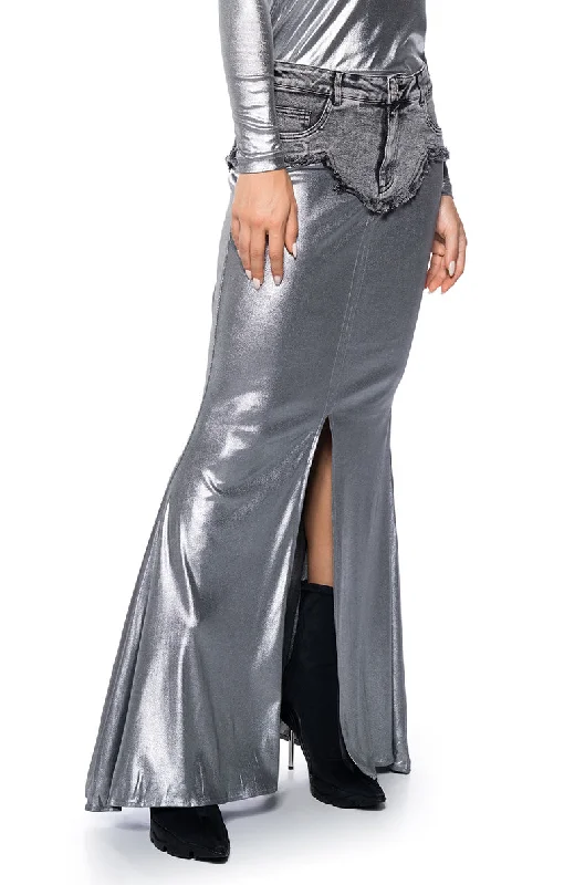 Affordable Women’s Clothing Online JUST LIKE MAGIC SLINKY DENIM MAXI SKIRT