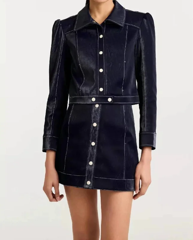 Fashion Forward Femininity Ciara Jacket In Navy/white