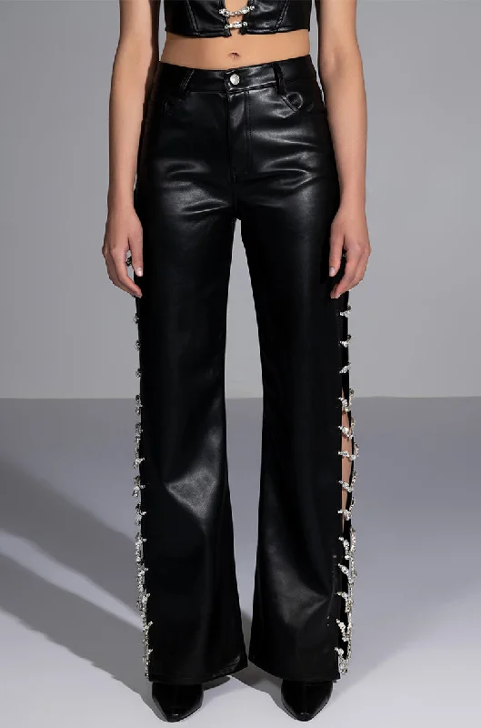 Versatile Style Wardrobe COVERED IN ICE FAUX LEATHER PANT