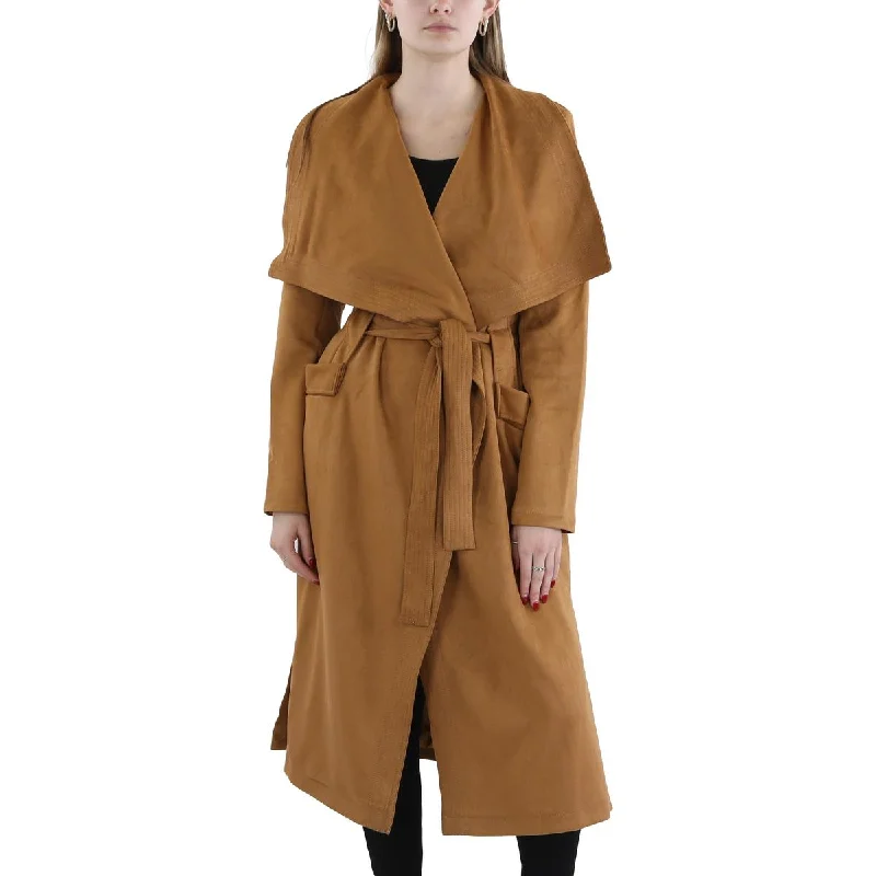 Budget-Friendly Fashion Hudson Womens Collar Faux Suede Trench Coat