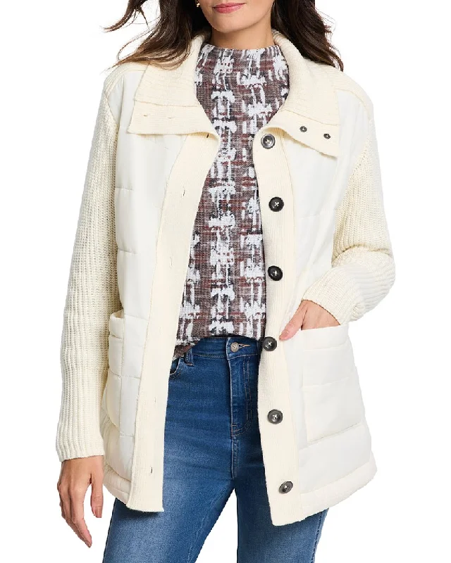 Elegant Style NIC+ZOE Mix Media Quilted Puffer Jacket