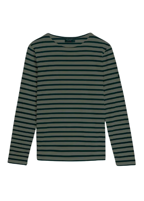 Trendy Threads MINQUIERS MODERN - Authentic Breton Stripe Shirt | Soft Cotton | Men Fit (ARMY GREEN / NAVY)