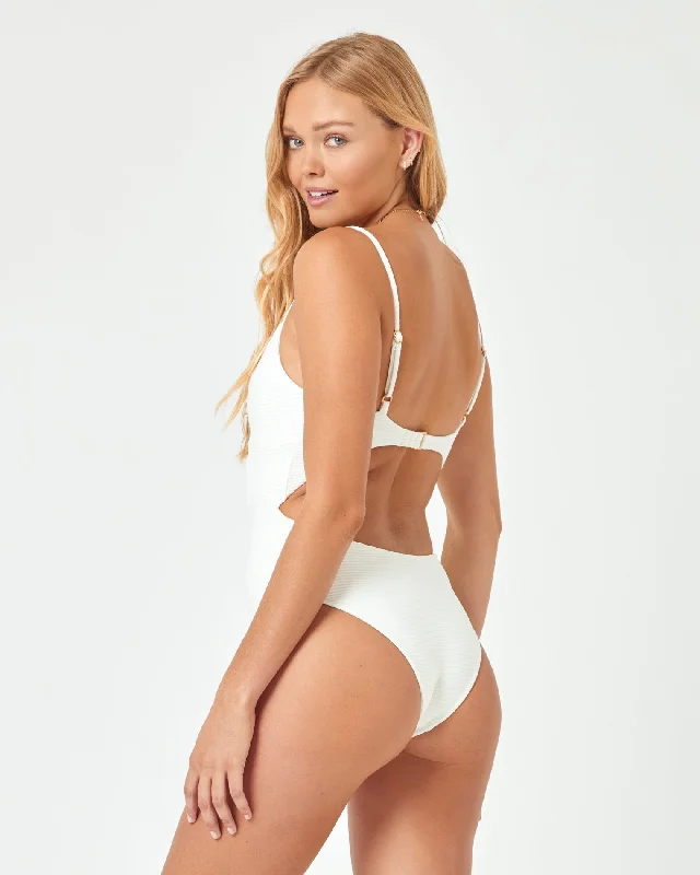 Trendy Urban Attire Eco Chic Repreve® Kyslee One Piece Swimsuit - Cream