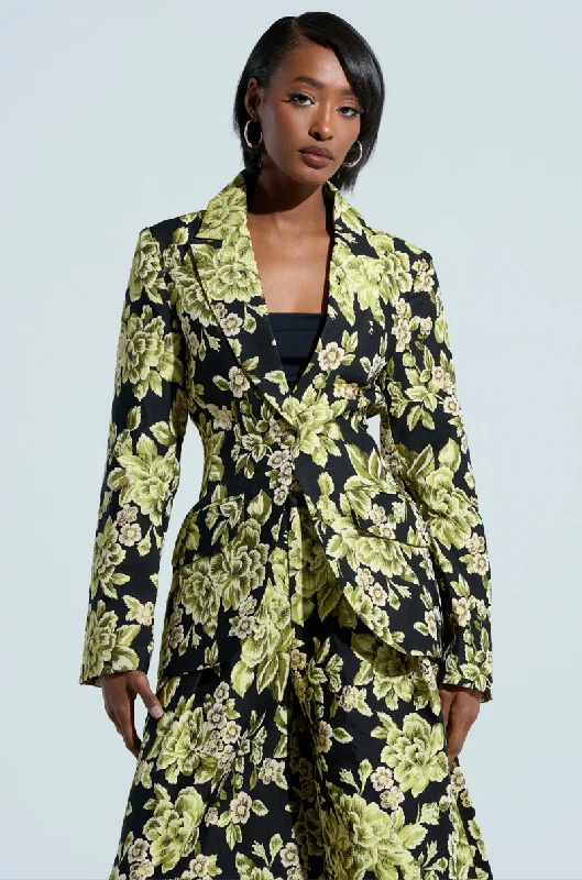 Style Breakthroughs BUY MYSELF FLOWERS BROCADE BLAZER