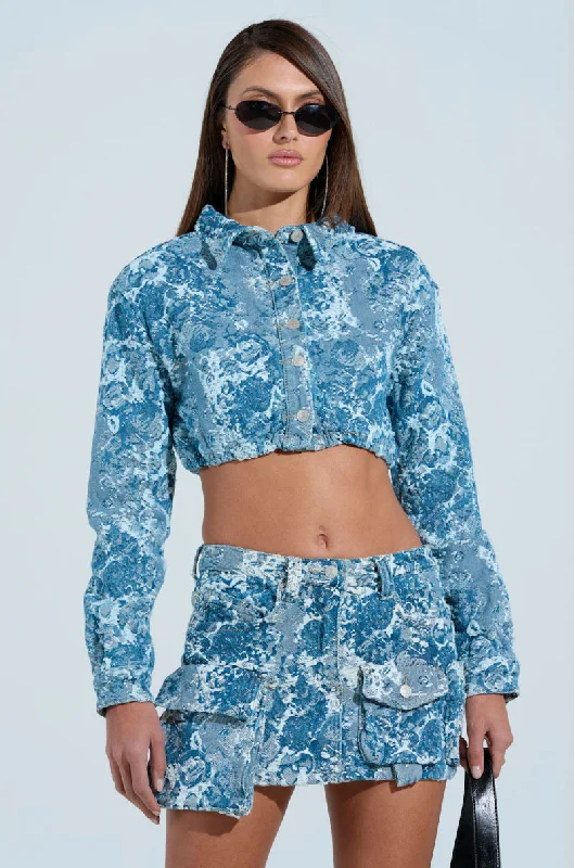 Don't Miss Out DAY N NIGHT CROPPED DENIM BUTTON DOWN