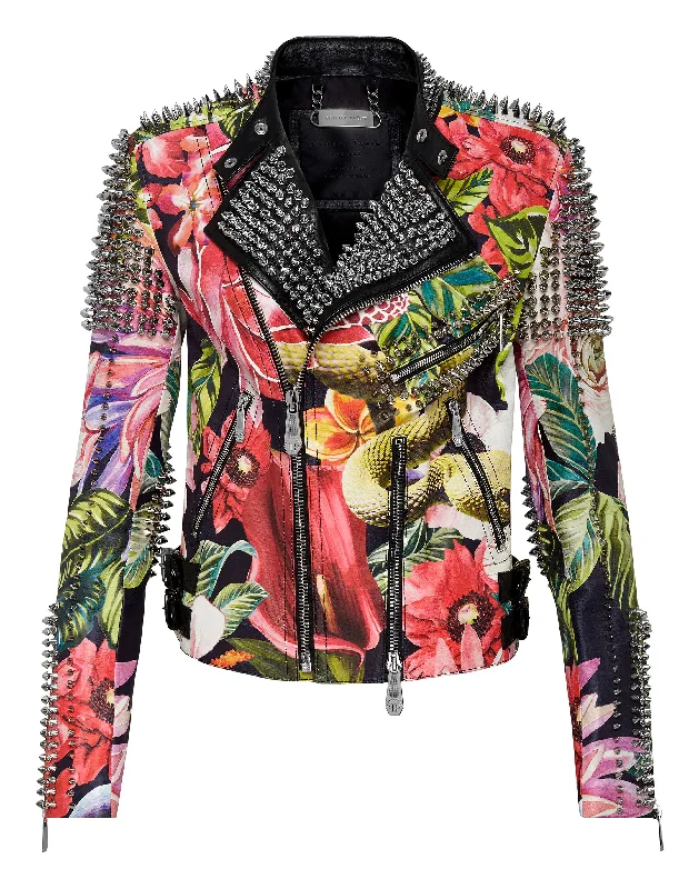 Urban Femme Streetwear Leather Biker Flowers