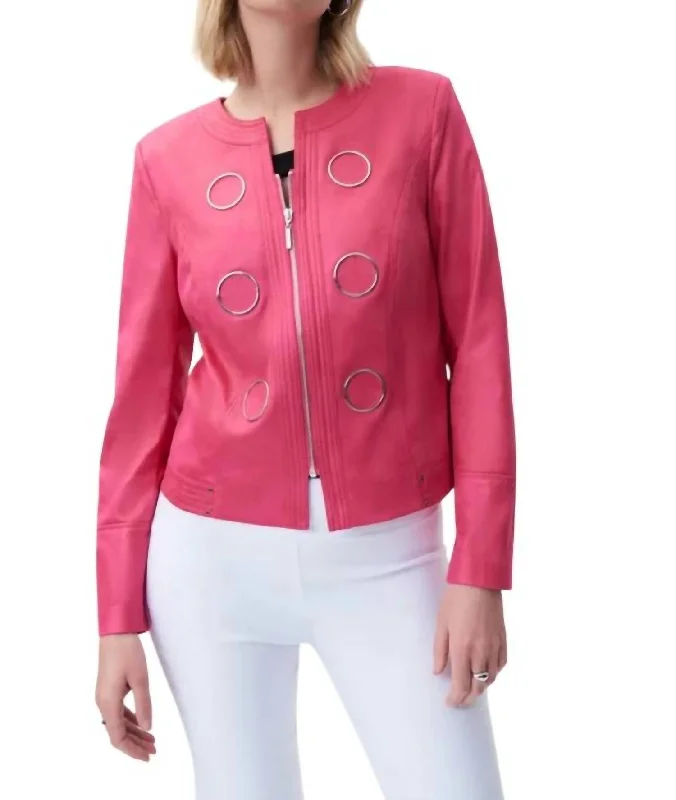 Style Revolution Front Zipper Jacket In Dazzle Pink