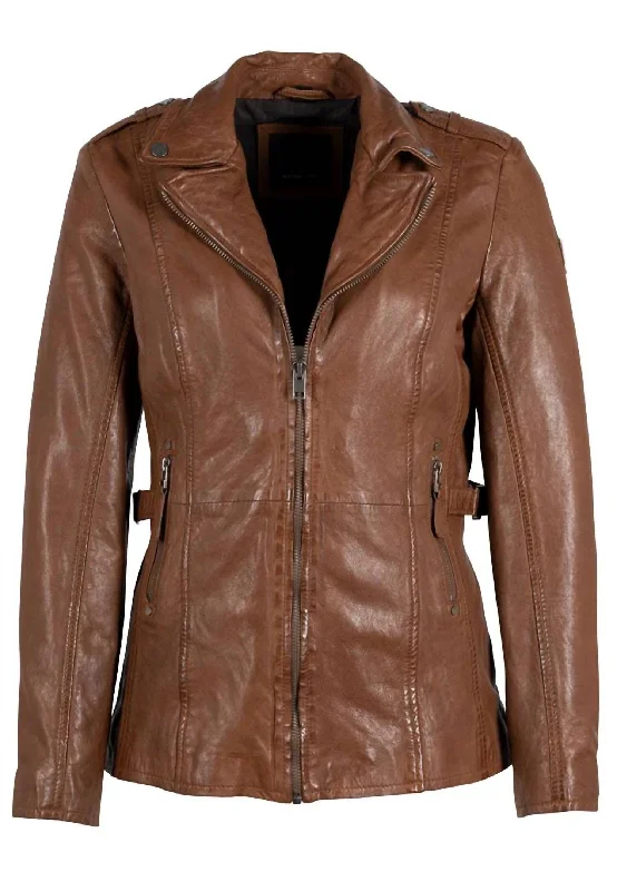 Effortless Style, Endless Impact Women's Yellie Leather Jacket In Cognac