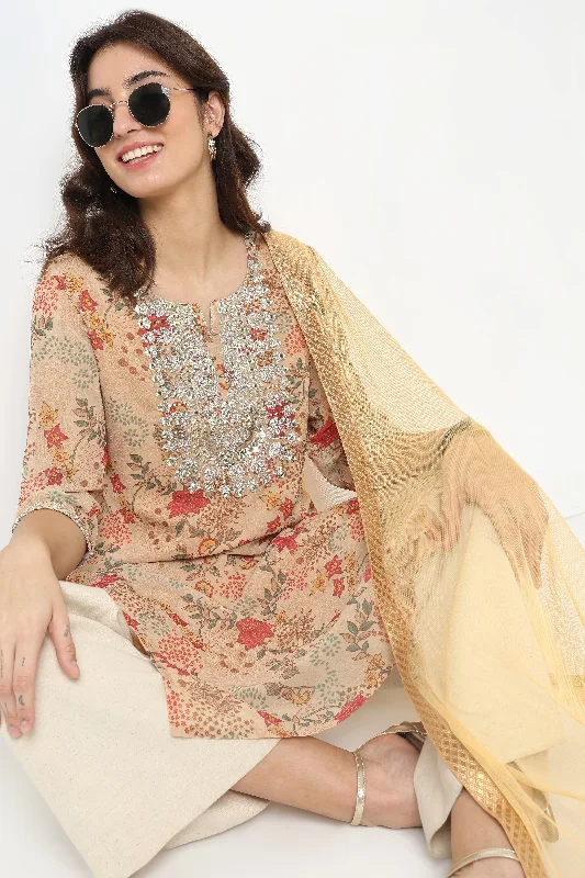 Clothing Brands Flare Fit Embroidered Kurta