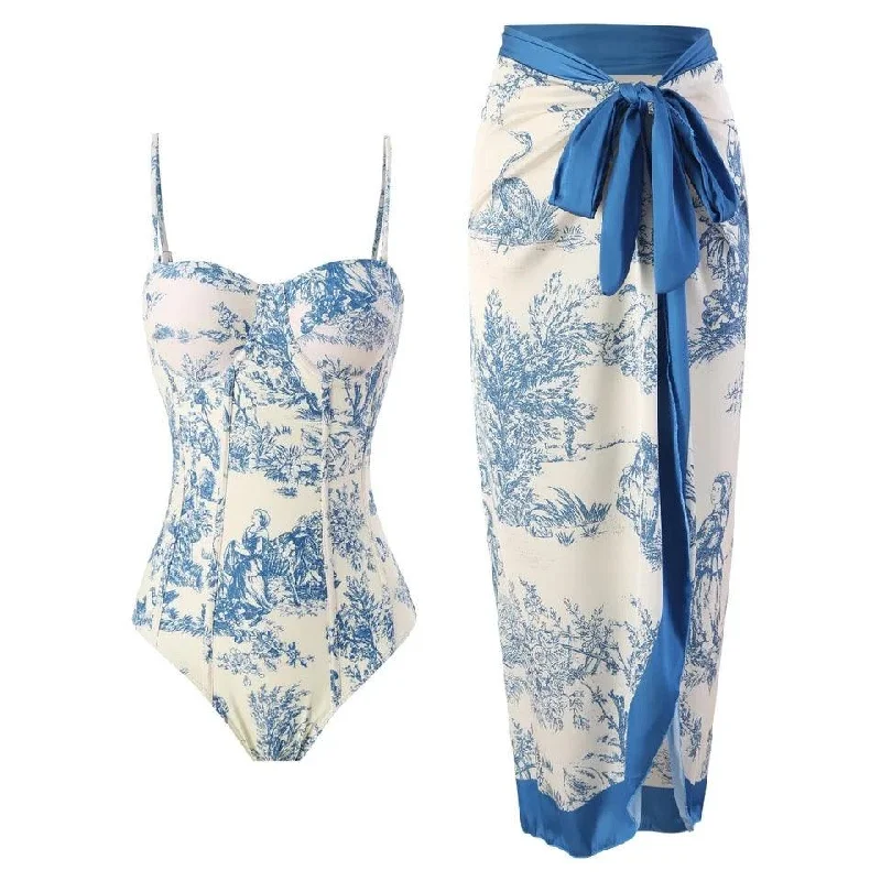 Quality Wear Greece swimsuit with Sarong Skirt