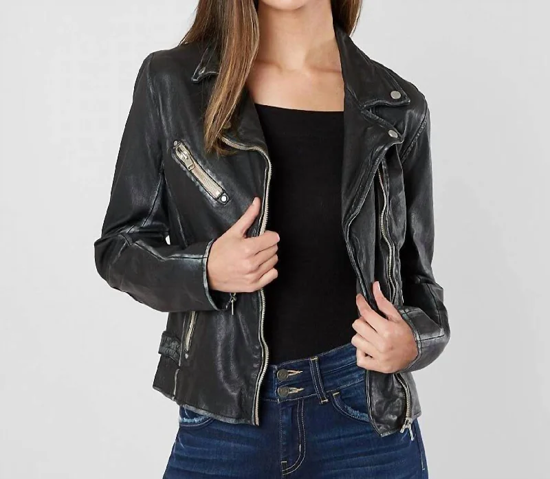 Gorgeous Glamour Collection Sofia Leather Jacket In Black