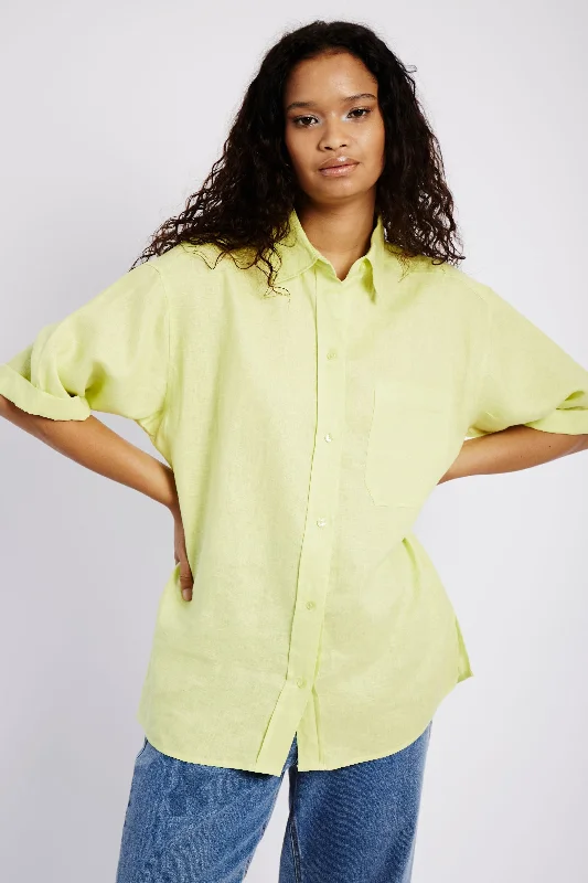 Special Offer Oversized Linen Shirt in Lime