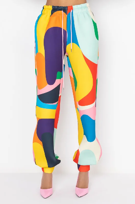 Women Wear Brands MULTI PRINT SCUBA SWEATPANT