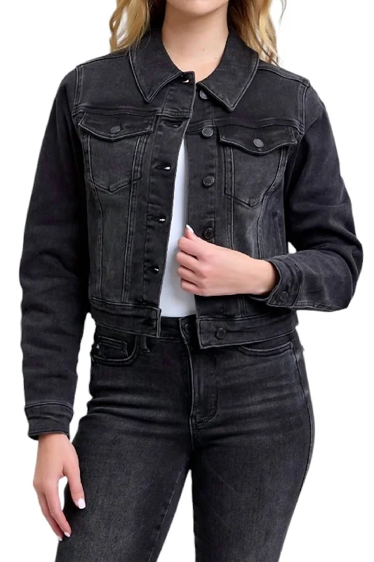 Unleash Your Fashion Mid Length Denim Jacket In Black