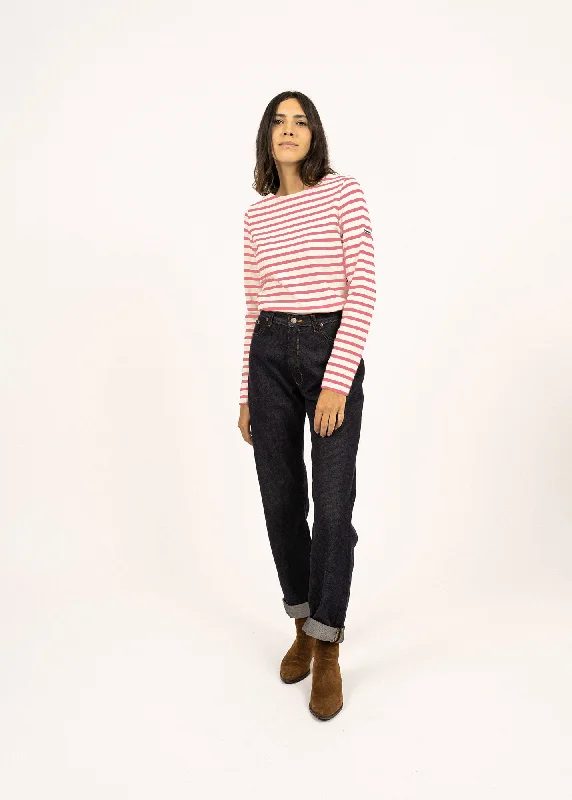 Seasonal Clearance MERIDAME II - Authentic Breton Shirt | Heavyweight Cotton | Women Fit (IVORY / PINK)