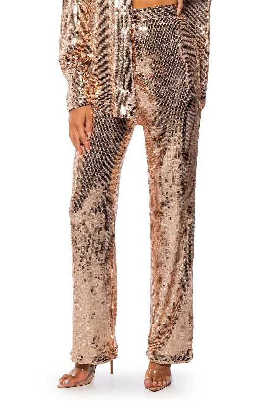 High-Quality Women’s Fashion Dresses DISCO FEVER SEQUIN EMBELLISHED HIGH WAIST FLARE PANT