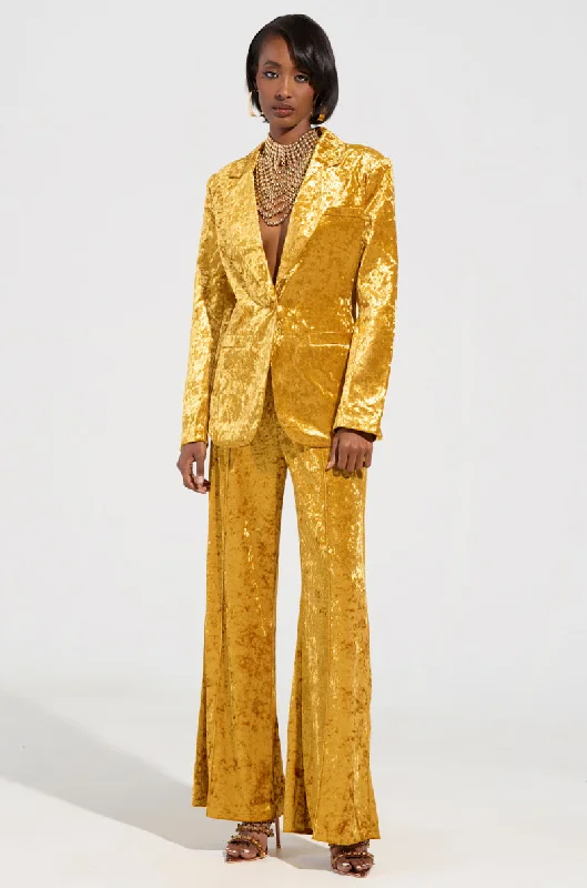 Chic And Trendy DRIPPING IN GOLD CRUSHED VELVET TROUSER