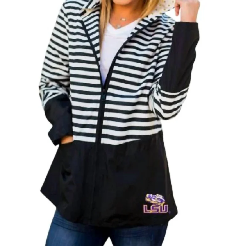 Versatile Wardrobe Essentials Lsu On The Move Striped Jacket In Black & White