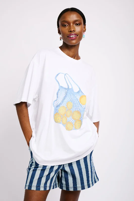 Seasonal Trends Oversized Tee with Lemon Bag Print