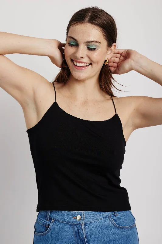 Current Trends The Shock Cord Basic Cami in Black