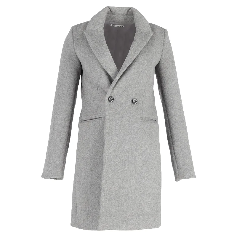 Everyday Wear Reformation Double-Breasted Coat with Pockets in Grey Wool