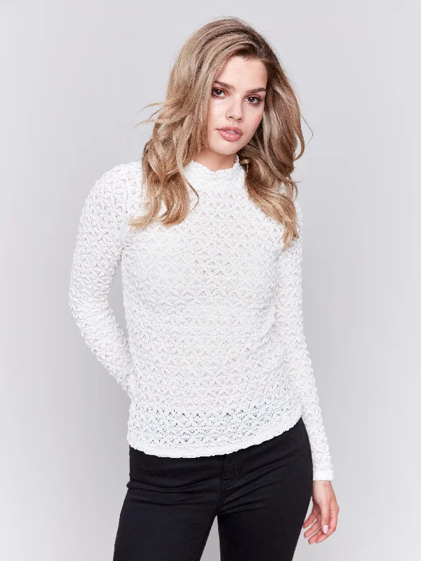 Inspired By You, Designed For You Lace Mock Neck Top - Ecru