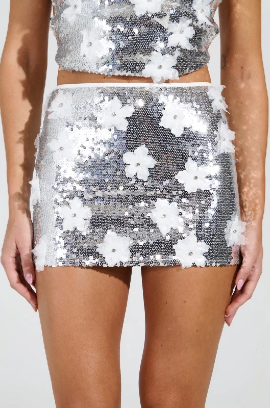 Trendy Threads LOVE ME THE RIGHT WAY SEQUIN MINI SKIRT IN SILVER