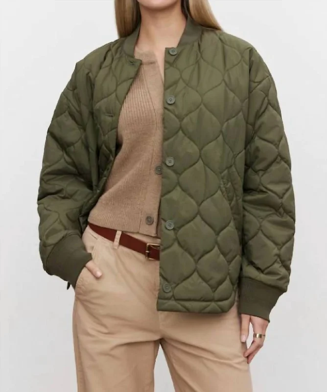 Snag Fabulous Fashion Bargains Carie Quilted Jacket In Army