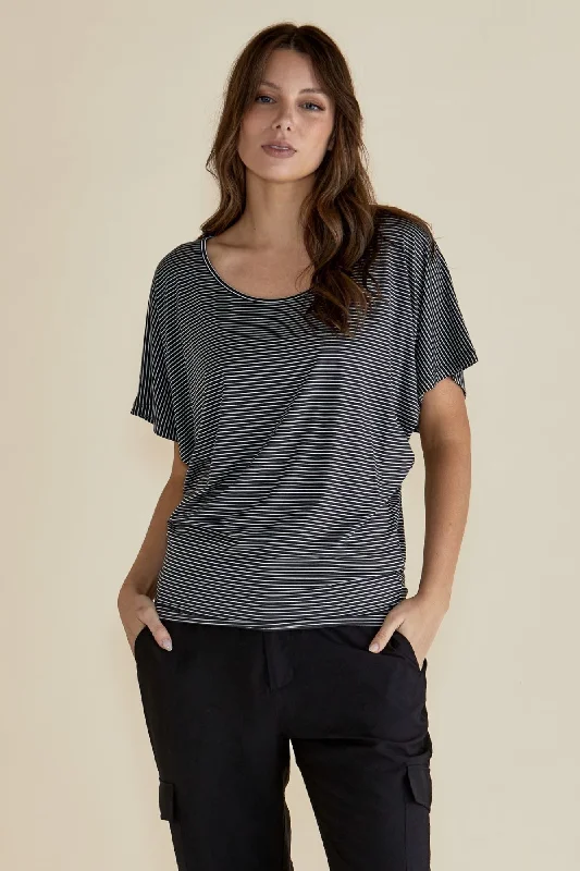 Unleash Your Trend Driven Style Betty Basics Maui Tee Charcoal Stripe