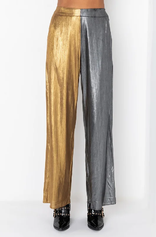 Women Wear Boutique LETS CELEBRATE SHINY WIDE LEG PANT