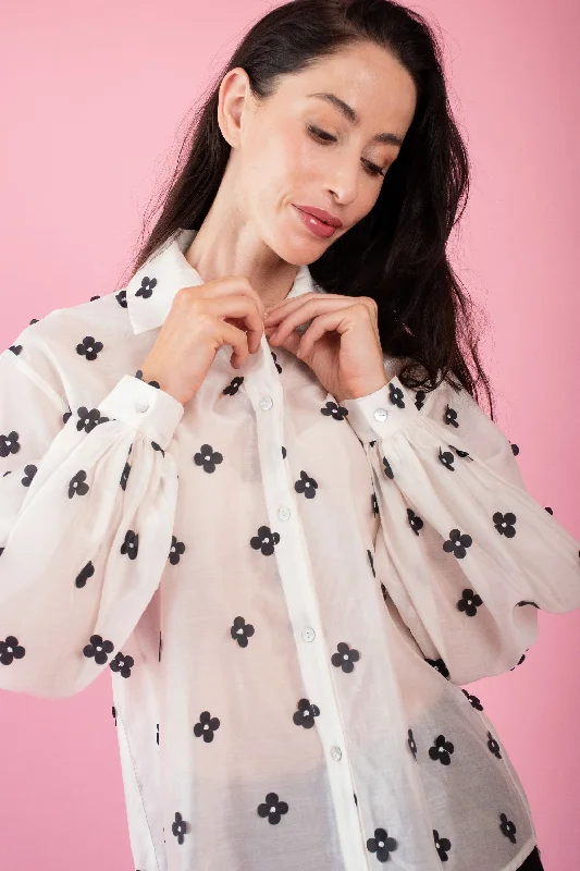 Get The Latest Trends The Bellow Sleeve Shirt in 3D Flower